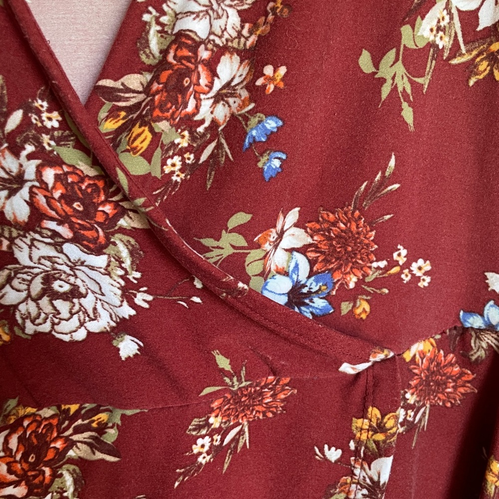 Rue21 Burgundy Floral Midi Dress - Picture 3 of 5